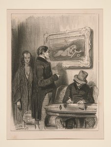 "...Ein Bild, das eine liegende Frau darstellt, in einem vergoldeten Rahmen..." von Paul Gavarni