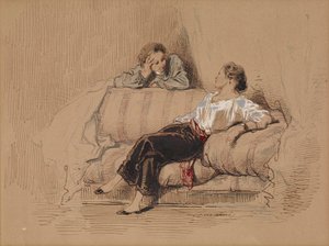 Dame auf Sofa von Paul Gavarni