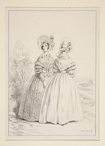 MAI 1837. Capotte (sic) mit Kordelzug und Veilchenstrauß von Paul Gavarni