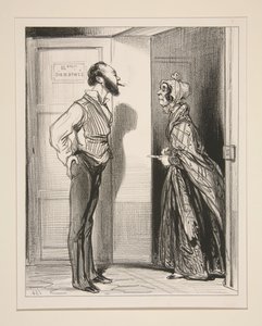 Mademoiselle Bien-Aimée? - Sie ist nicht da... von Paul Gavarni