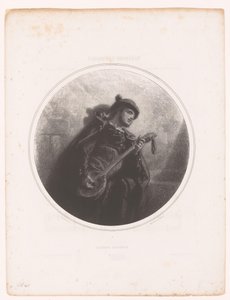 Mann mit Banjo singt und spielt eine Serenade