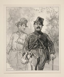 Die Herren Offiziere des Regiments in Garnison im Wald von Bondy. von Paul Gavarni