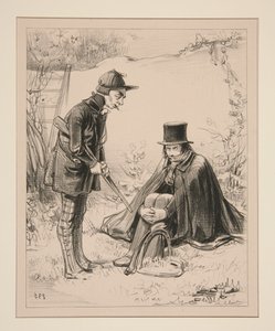 Herr Adrien, ein junger Mann aus der Nachbarschaft, hat sich heute Nacht das Bein eingeklemmt... von Paul Gavarni