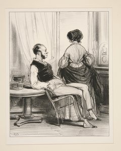 Was hast du? - Ich habe gerade Jules mit Madame Bouvier getroffen!... von Paul Gavarni