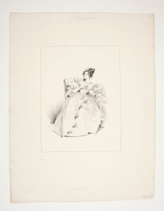 ROBE DE BAL. Coiffure Jouenne, fleurs de Nattier. von Paul Gavarni