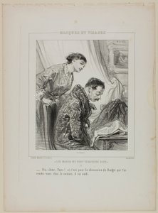 Sag es doch, Papa!, aus Masques et Visages von Paul Gavarni