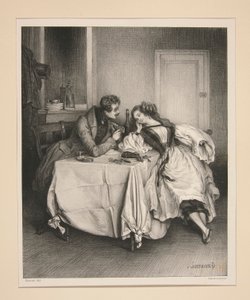 UN CABINET CHEZ PETRON. EIN PRIVATZIMMER BEI PETRON. von Paul Gavarni