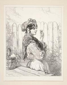 Eine Brünette mit Branntwein. von Paul Gavarni