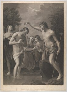 Die Taufe Christi, Johannes der Täufer rechts und Christus links, ca. 1815-72