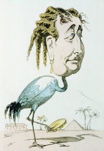 Kaiserin Eugenie (1826-1920, geb. Eugenia Maria de Montijo de Guzman) Napoleons III. Frau, hier als Kranich, Karikatur von Paul Hadol alias White aus "La menagerie imperiale"