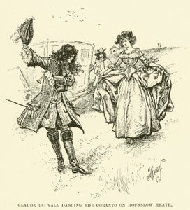 Claude du Vall tanzt den Coranto auf Hounslow Heath
