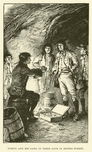 Turpin und seine Bande in ihrer Höhle im Epping Forest