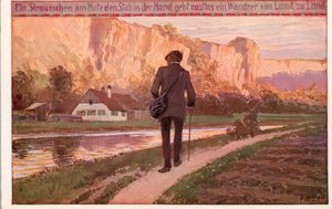 Ein Sträußchen am Hut, den Stab in der Hand von Paul Hey
