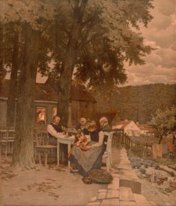Familie im Garten von Paul Hey