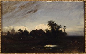 Ein Teich in der Nähe von La Glacière, bei Sonnenuntergang