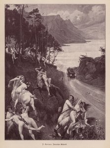 Satyrn und Nymphen erschreckt durch ein Auto von Paul Jean Gervais