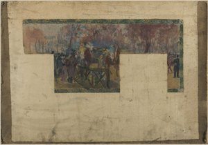 Skizze für das Rathaus von Saint-Ouen: Die Rennbahn von Saint-Ouen, 4. Viertel 19. Jahrhundert von Paul Jean Gervais