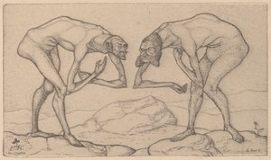 Zwei Männer, die sich in höherer Stellung vermuten, begegnen sich, 1903