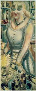 Stehende Bardame mit Hyazinthen von Paul Kleinschmidt