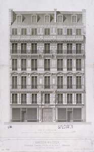 Entwurf für einen Wohnblock im Haussmann-Stil in der Rue de la Paix, Paris, ca. 1860 von Paul Mesnard