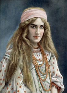 Opernsängerin Marguerite Carre (1880-1947) als Snegourotchka in der Oper Snegourotchka, Paris, Foto von Paul Nadar aus der französischen Zeitung "Le Theatre" vom Juli 1908 von Paul Nadar