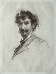 James McNeill Whistler mit weißer Locke und Monokel