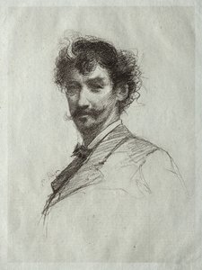 James McNeill Whistler mit weißer Locke und Monokel