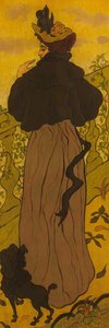 Frau steht neben einer Balustrade mit einem Pudel, ca. 1895 von Paul Elie Ranson