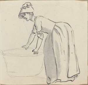 Mädchen mit Haube bei der Arbeit [recto] von Paul Sandby