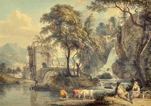 Landschaft mit Wasserfall von Paul Sandby