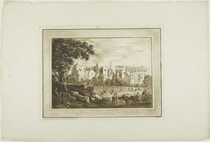 Teil der Überreste von Llanphor, in der Nähe von Pembroke, aus Zwölf Ansichten in Aquatinta von Zeichnungen vor Ort in Südwales von Paul Sandby