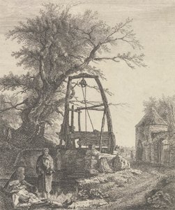 Schottische Bettler ruhen sich in der Nähe eines Brunnens aus von Paul Sandby