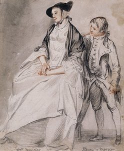 Studie von Mrs. Mercier, die in einem Stuhl sitzt, und ihrem jüngsten Sohn Henry Mercier, der hinter ihr steht