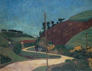 Die Postkutschenstraße auf dem Land mit einem Wagen von Paul Sérusier