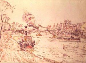Paris mit dem Louvre und Pont des Arts von Paul Signac