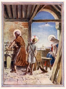 Die Werkstatt von Nazareth (Farblitho)