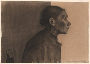 Frau im Profil, nach rechts gewandt