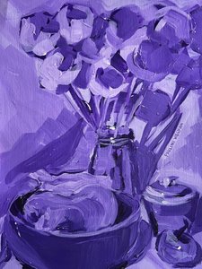 Lila Blumenstillleben