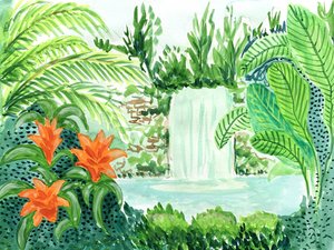 Tropischer Wasserfall-Oase