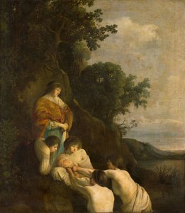 Die Tochter des Pharao entdeckt Moses im Schilfkorb, um 1635-1638
