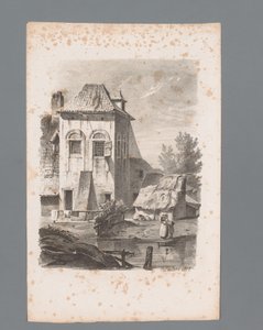 Ansicht eines Hauses am Wasser von Paulus Lauters