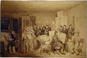 Die Folgen des Todes von Fidelka - Werk von Pawel Andrejewitsch Fedotow, Tusche und Sepia auf Papier von Pavel Andreevich Fedotov