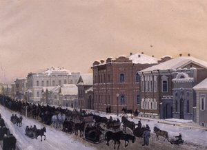 Tomsk, Magistratskaya-Straße während der Fastnacht 1897, 1897