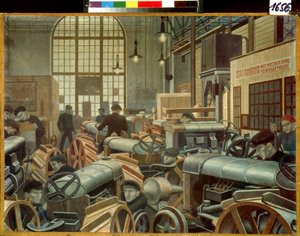 Die Traktormontagewerkstatt in der Putilov-Fabrik