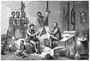 Livingstone und Stanley erhalten Zeitungen in Zentralafrika, 1871-1873