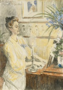 Porträt von Johanne Helene Louise Brodersen am Klavier, 1907