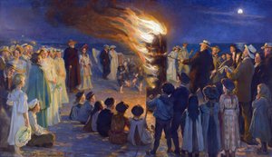 Mittsommernachtsfeuer am Strand von Skagen von Peder Severin Krøyer