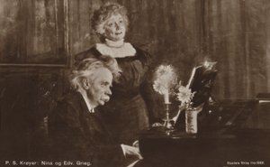 Edvard und Nina Grieg am Klavier von Peder Severin Krøyer