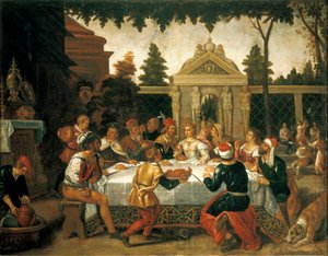Hochzeitsfest von Isaac und Rebecca, von einem Künstler der Pedro Orrente Schule