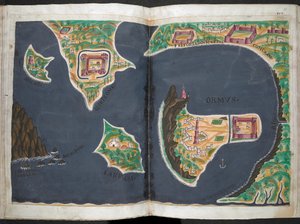 Plan von Hormuz, aus dem portugiesischen Manuskript, dem Livro do Estado da India Oriental von Pedro Barreto de Resende